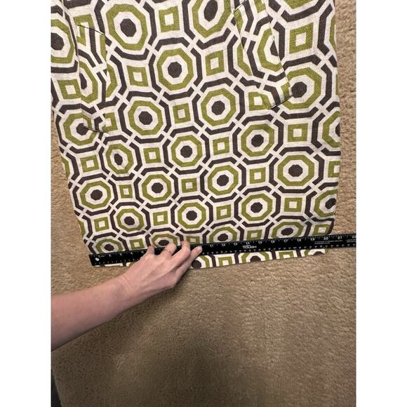 Richard Malcolm Sz 6 100% Linen Green Brown Mod Canvas Sheath Pockets‎ Retro Zip - Picture 14 of 16